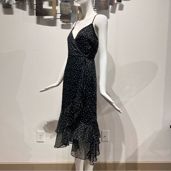 Francesca's Mi Ami Dress Black & White Polka Dots Midi Dress Ruffled Hem Size M - Picture 4 of 15